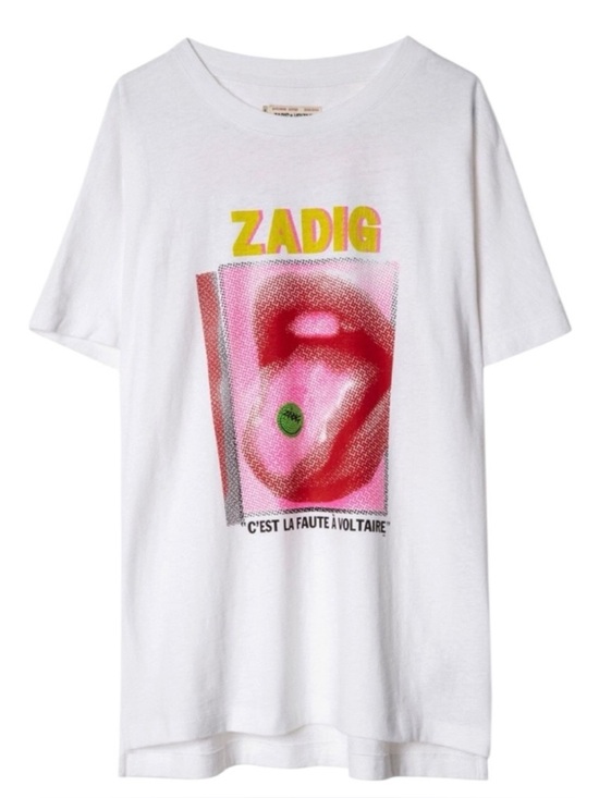 Zadig & Voltaire Tops - Zadig & Voltaire Tom Happy Street Style Statement Pink & Green GraphicTee Size M